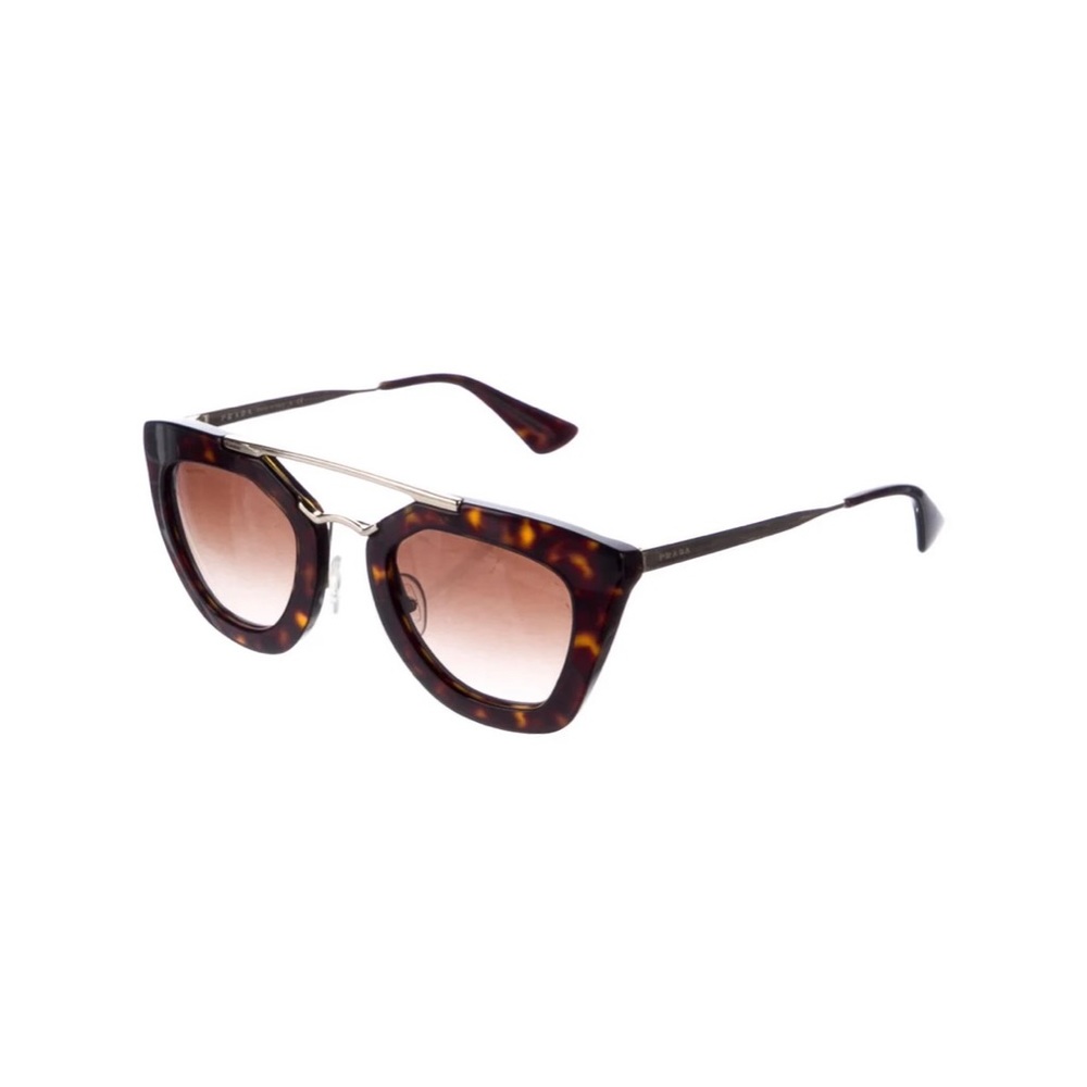 Prada SPR 09Q Cat Eye Sunglasses Brown Tortoise